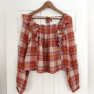Free People We The Free Sienna Plaid Top Size XS
